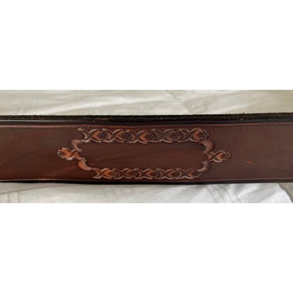 Vtg 1973 Handmade In Tlaquepaque Mexico Leather Belt With Snap To Inter Change - Picture 4 of 8